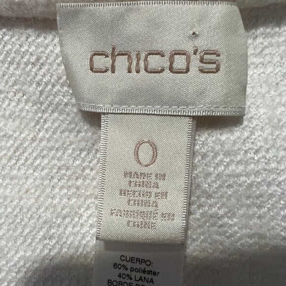 Chico's Cream with Black trim Boiled Wool Pocket-Detail Jacket Size 0 -US S/4 - Picture 10 of 15